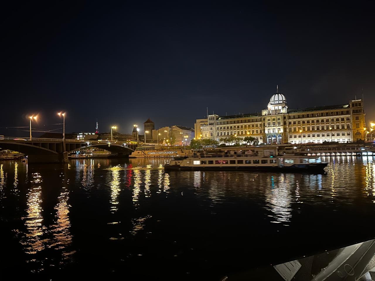 Vltava River at night, Prague